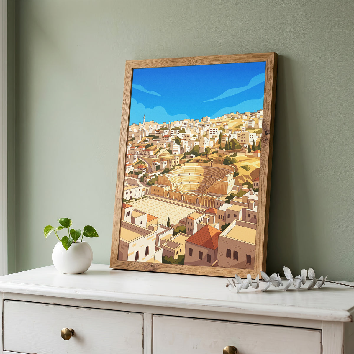 Amman Jordan Panoramic Roman Theater Cityscape Print