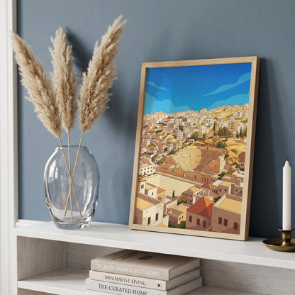Amman Jordan Panoramic Roman Theater Cityscape Print