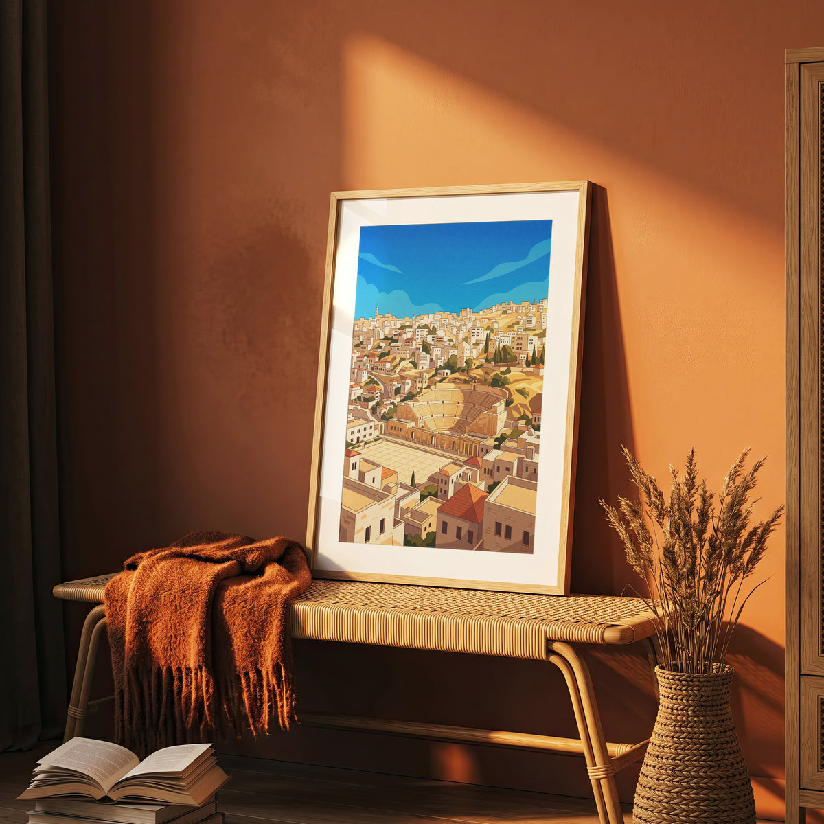 Amman Jordan Panoramic Roman Theater Cityscape Print