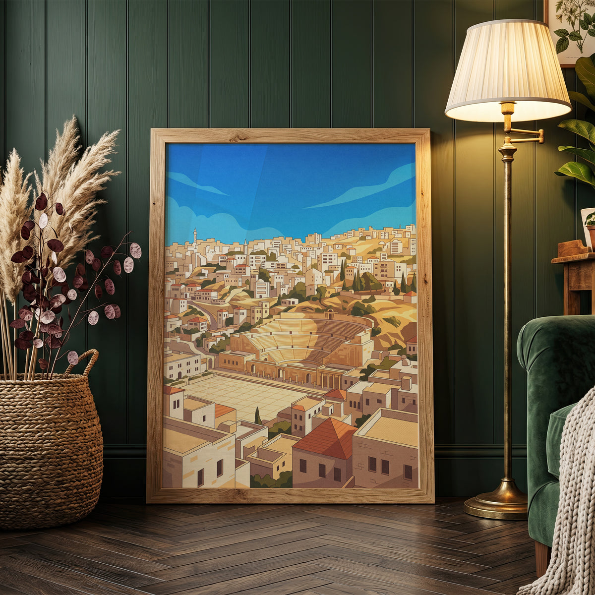 Amman Jordan Panoramic Roman Theater Cityscape Print