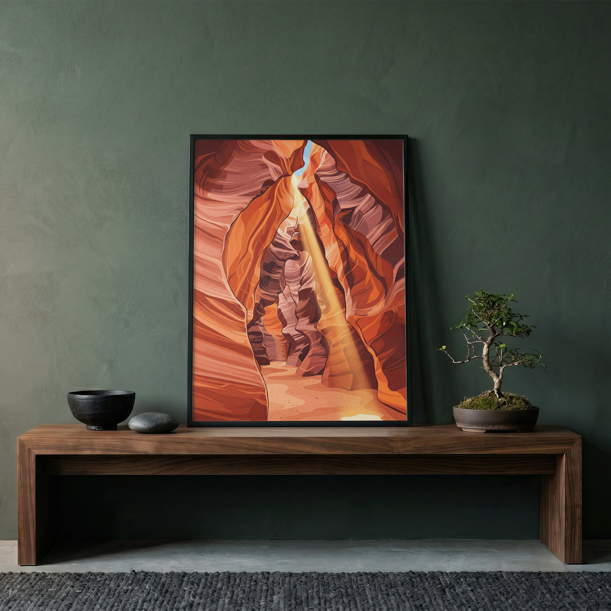 Antelope Canyon Sunbeam Slot Canyon Art Print, Arizona Swirling Red Sandstone, Southwest Nature Poster