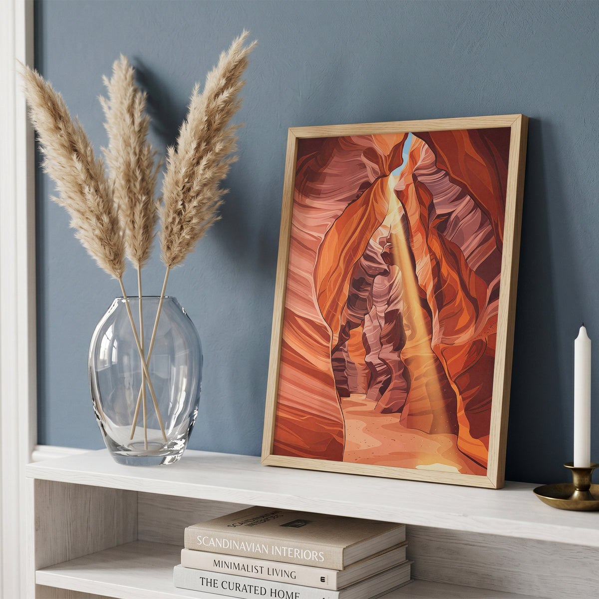 Antelope Canyon Sunbeam Slot Canyon Art Print, Arizona Swirling Red Sandstone, Southwest Nature Poster