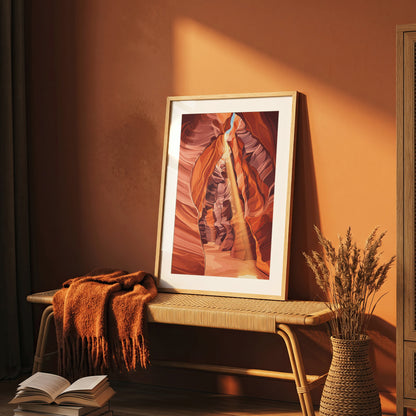 Antelope Canyon Sunbeam Slot Canyon Art Print, Arizona Swirling Red Sandstone, Southwest Nature Poster