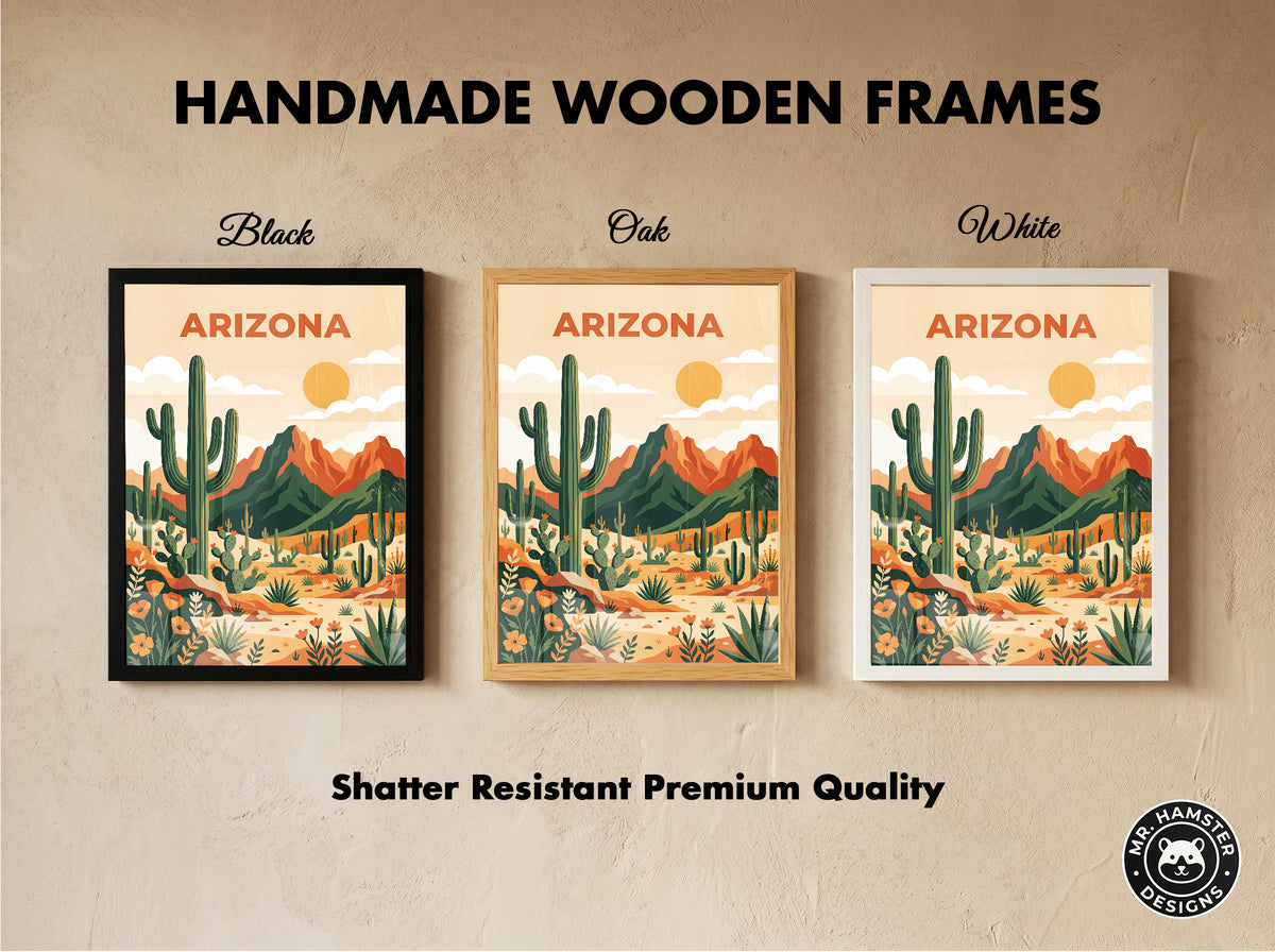 Vintage Arizona Desert Saguaro Cactus Travel Poster