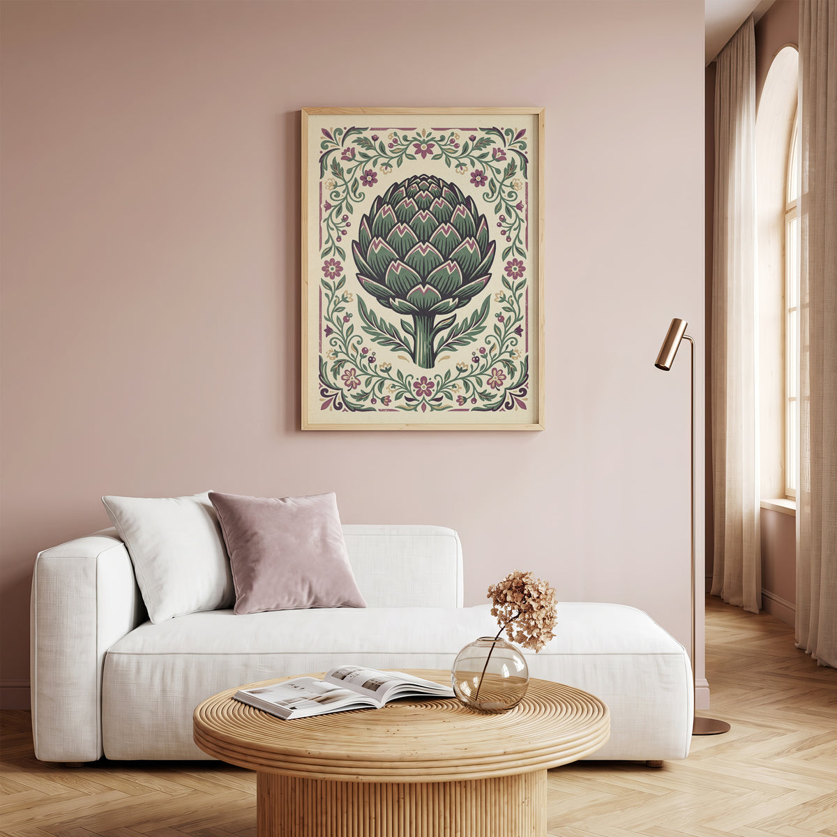 Vintage Botanical Artichoke Stem Study Art Print