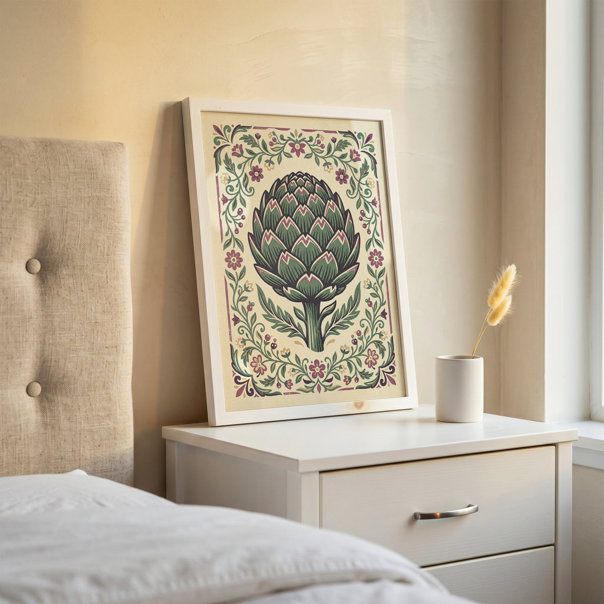 Vintage Botanical Artichoke Stem Study Art Print