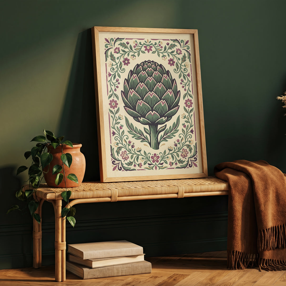 Vintage Botanical Artichoke Stem Study Art Print