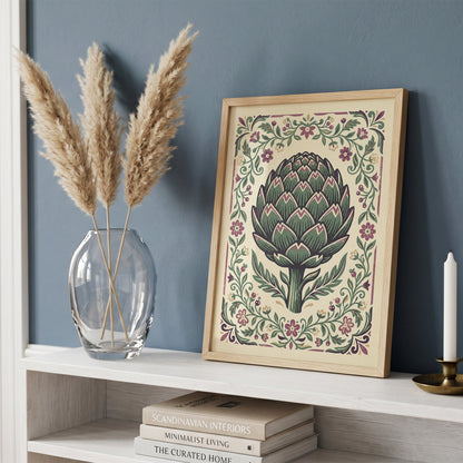 Vintage Botanical Artichoke Stem Study Art Print
