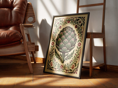 Vintage Botanical Artichoke Stem Study Art Print