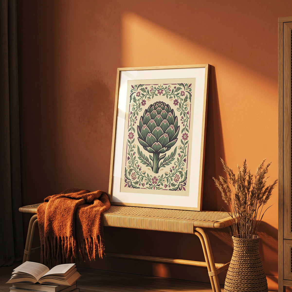 Vintage Botanical Artichoke Stem Study Art Print
