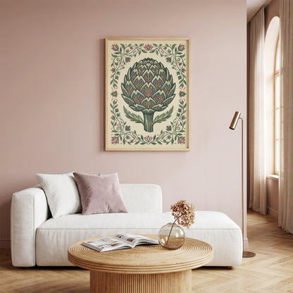 Detailed Artichoke Botanical Drawing Art Print
