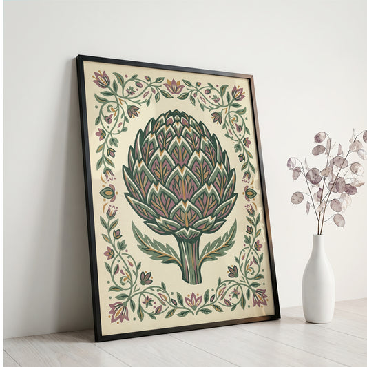Detailed Artichoke Botanical Drawing Art Print