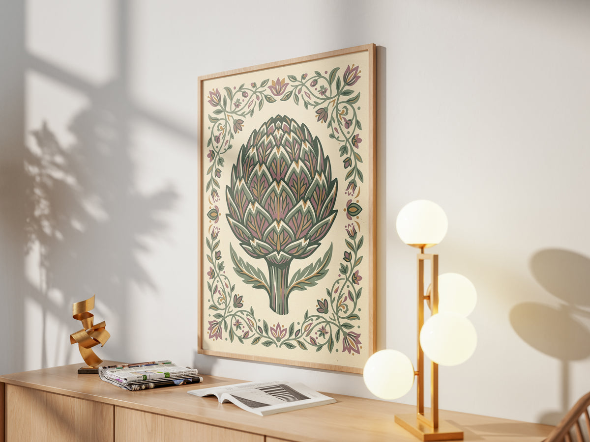 Detailed Artichoke Botanical Drawing Art Print
