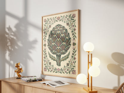 Detailed Artichoke Botanical Drawing Art Print