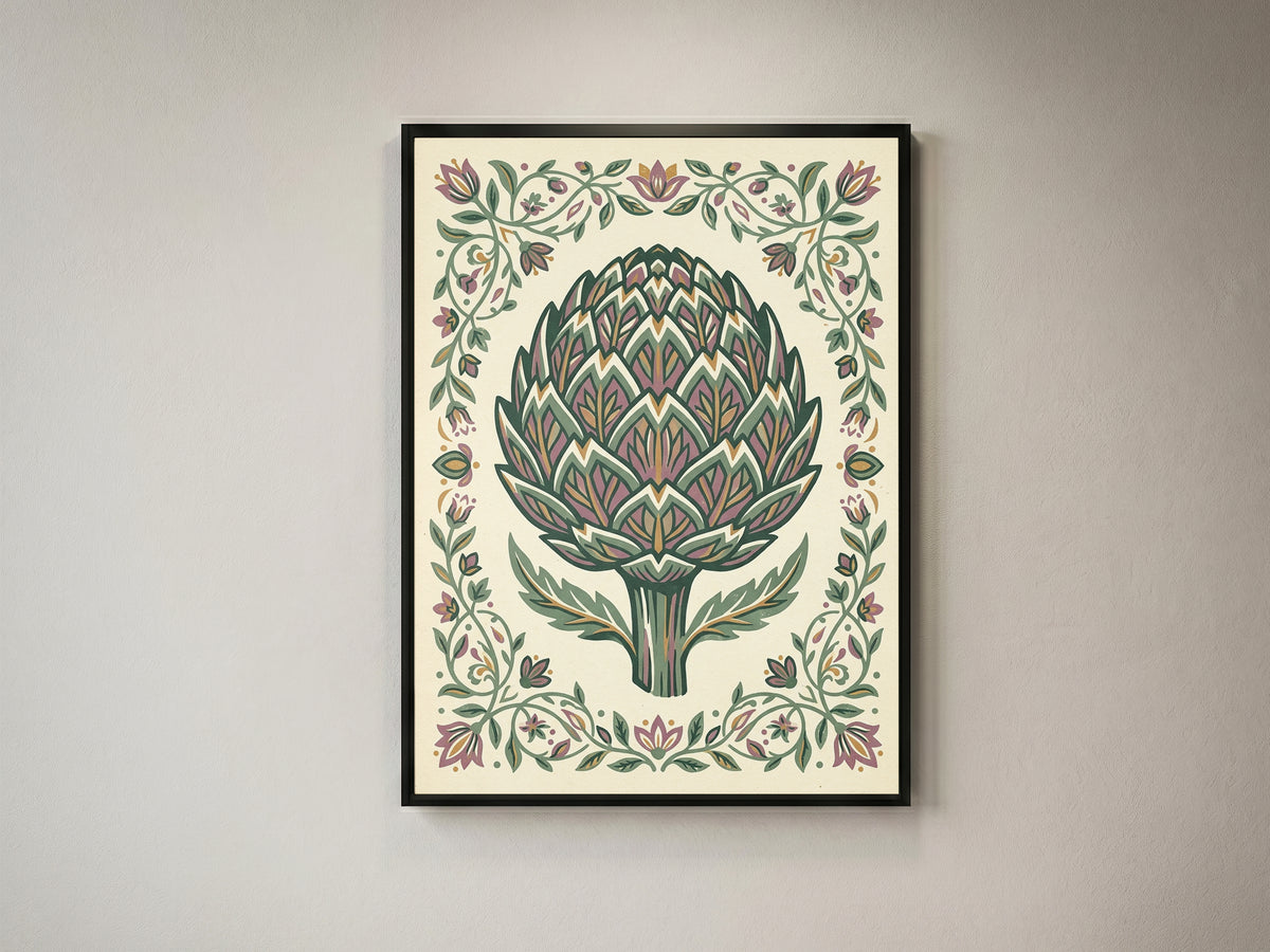 Detailed Artichoke Botanical Drawing Art Print