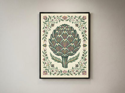 Detailed Artichoke Botanical Drawing Art Print