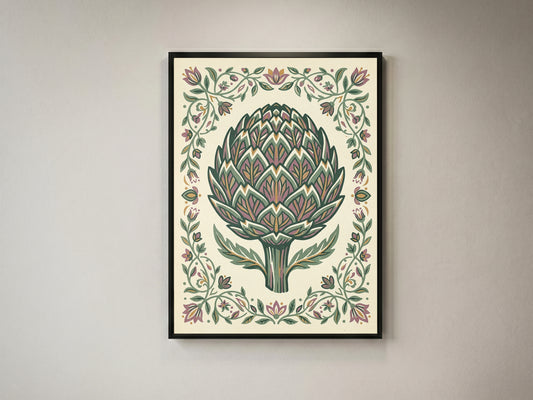 Detailed Artichoke Botanical Drawing Art Print
