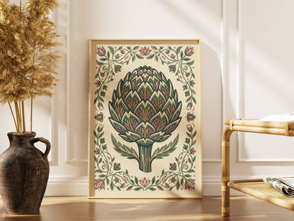 Detailed Artichoke Botanical Drawing Art Print