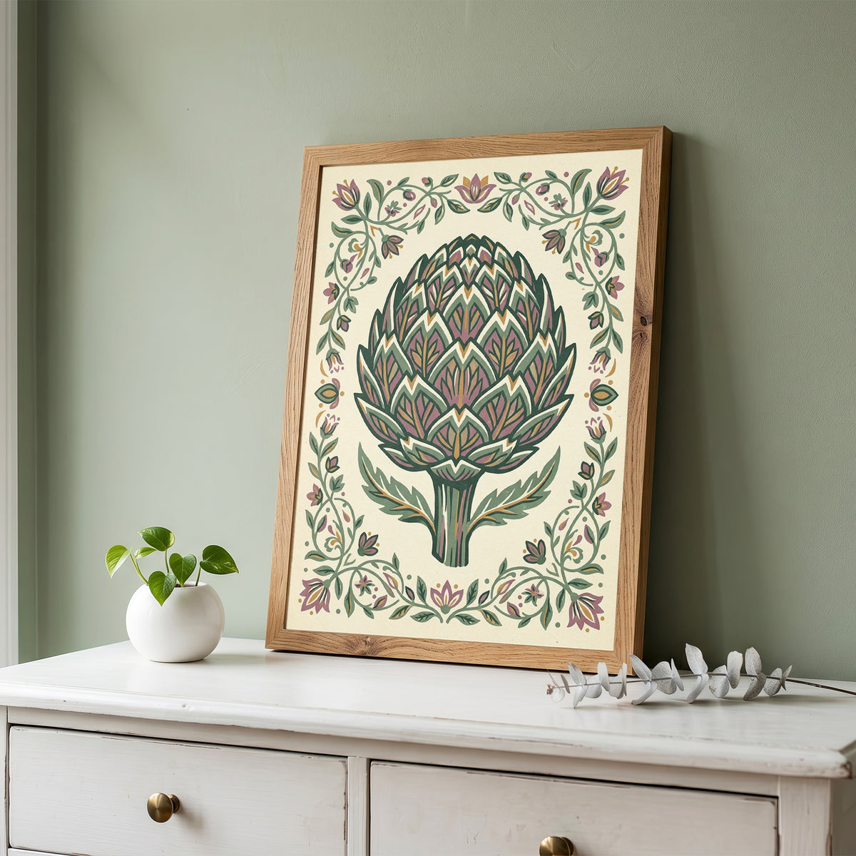 Detailed Artichoke Botanical Drawing Art Print