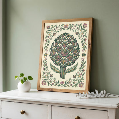 Detailed Artichoke Botanical Drawing Art Print