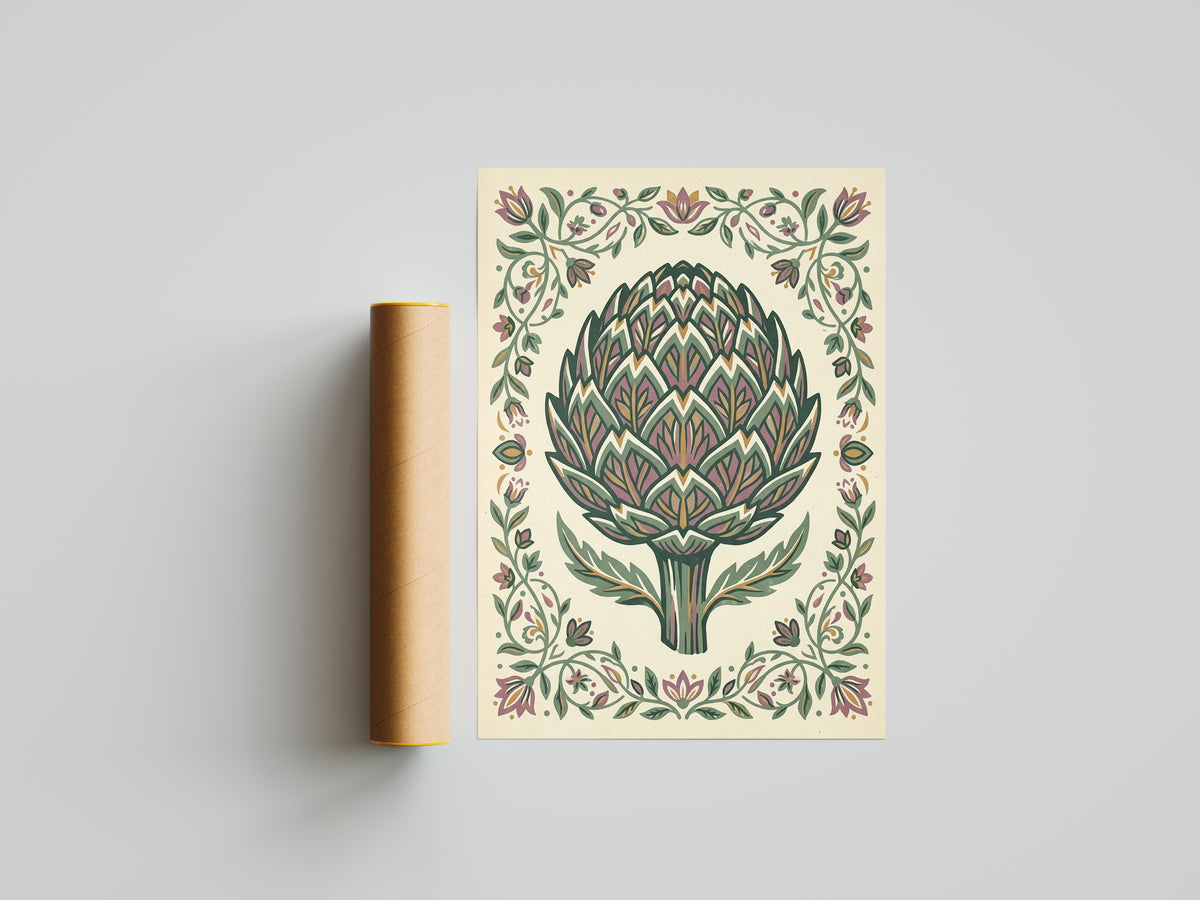 Detailed Artichoke Botanical Drawing Art Print