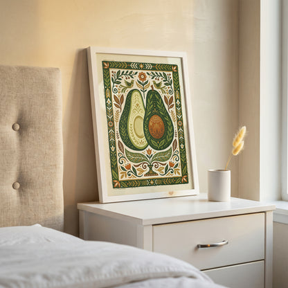 Halved Avocado Botanical Watercolor Print - Farm-to-Table Art