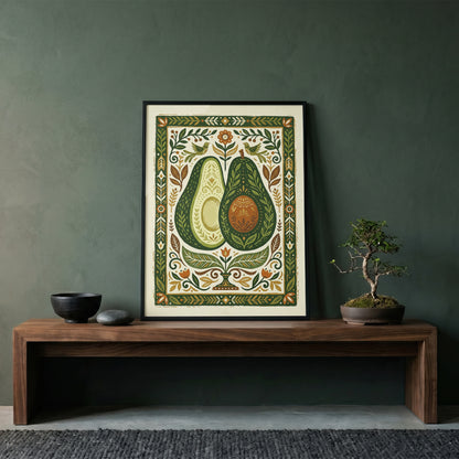 Halved Avocado Botanical Watercolor Print - Farm-to-Table Art