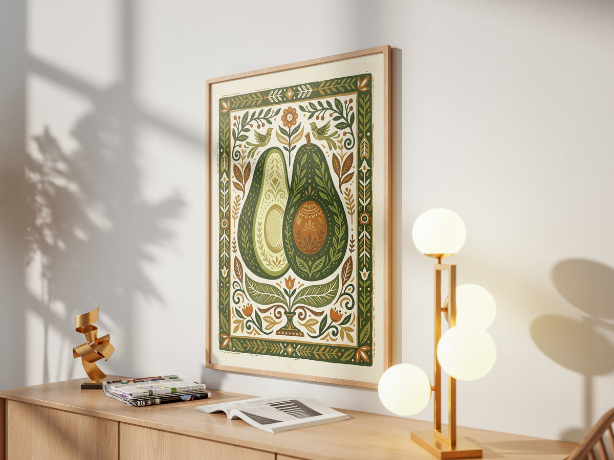 Halved Avocado Botanical Watercolor Print - Farm-to-Table Art