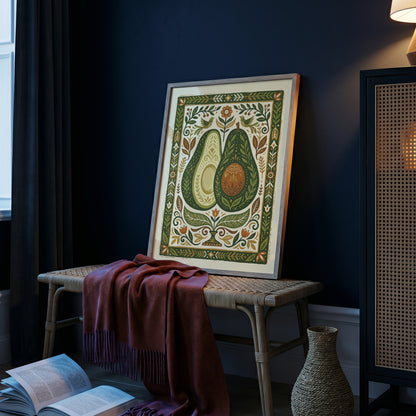 Halved Avocado Botanical Watercolor Print - Farm-to-Table Art