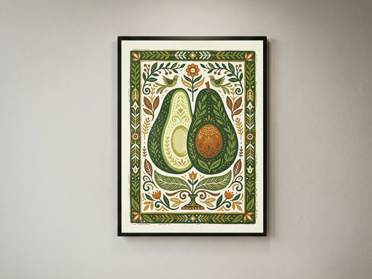 Halved Avocado Botanical Watercolor Print - Farm-to-Table Art