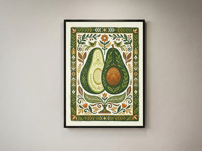 Halved Avocado Botanical Watercolor Print - Farm-to-Table Art