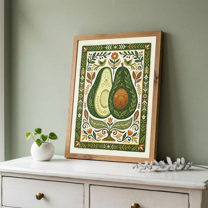 Halved Avocado Botanical Watercolor Print - Farm-to-Table Art
