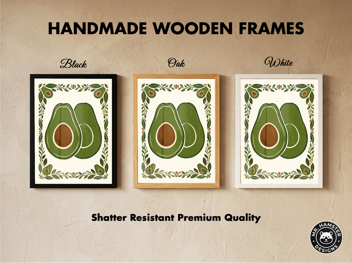 Vintage Avocado Botanical Slice Print - Rustic Kitchen Poster