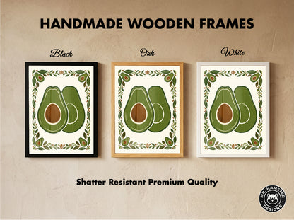 Vintage Avocado Botanical Slice Print - Rustic Kitchen Poster