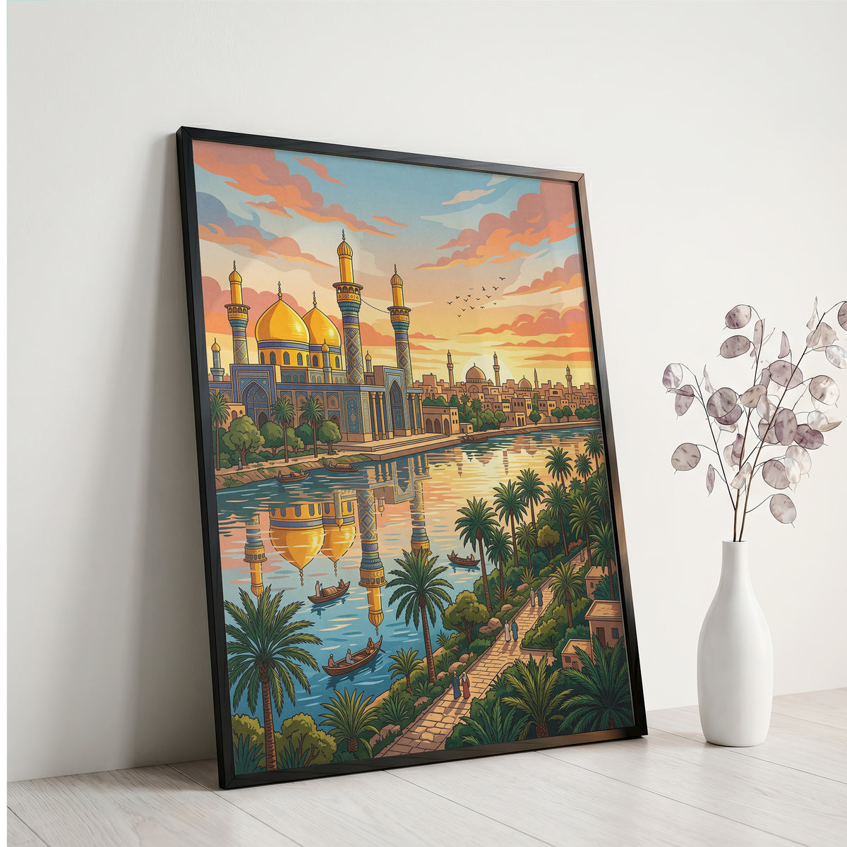 Baghdad Iraq Al-Mutanabbi Travel Poster - Tigris River Art