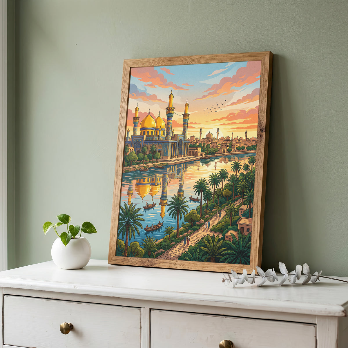 Baghdad Iraq Al-Mutanabbi Travel Poster - Tigris River Art