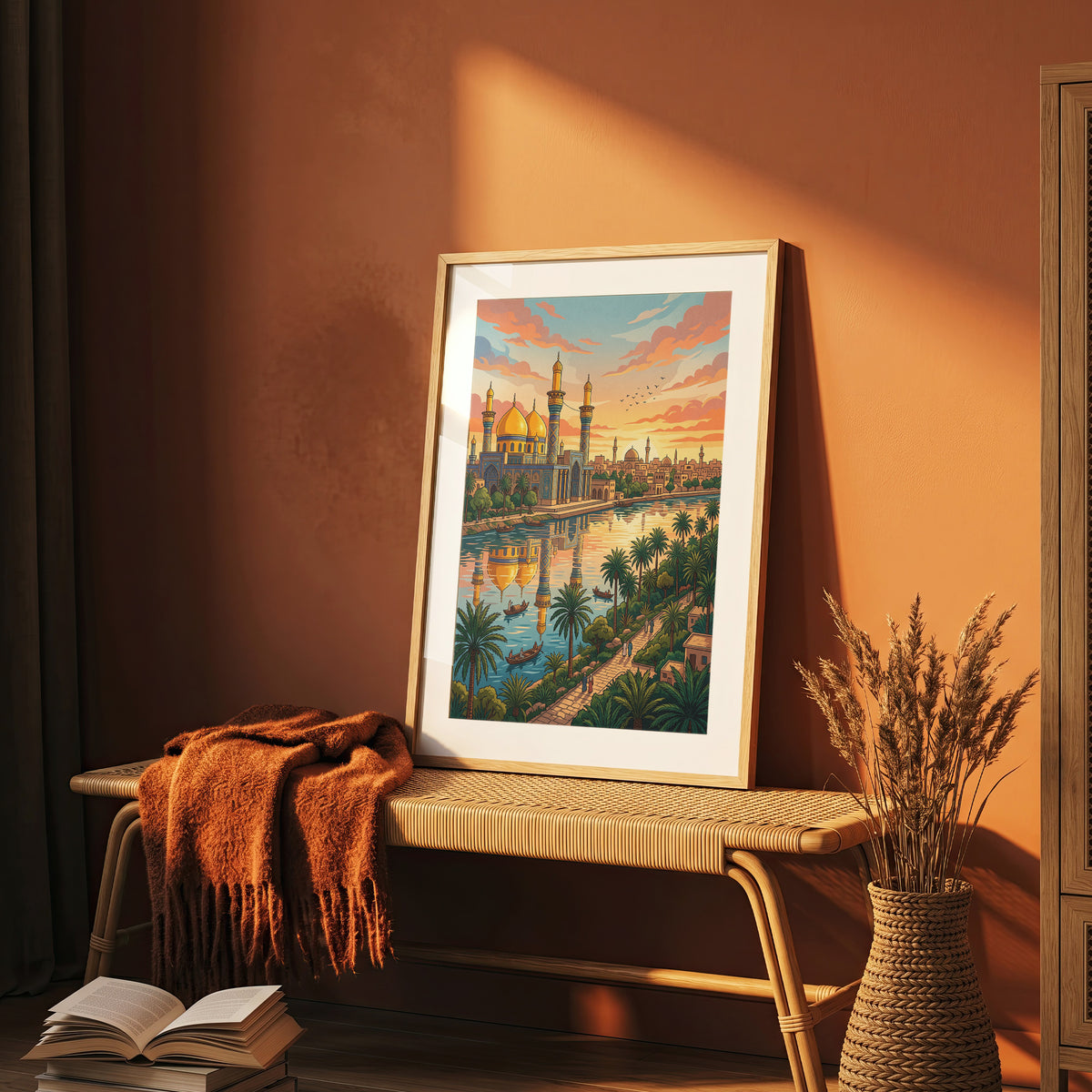 Baghdad Iraq Al-Mutanabbi Travel Poster - Tigris River Art