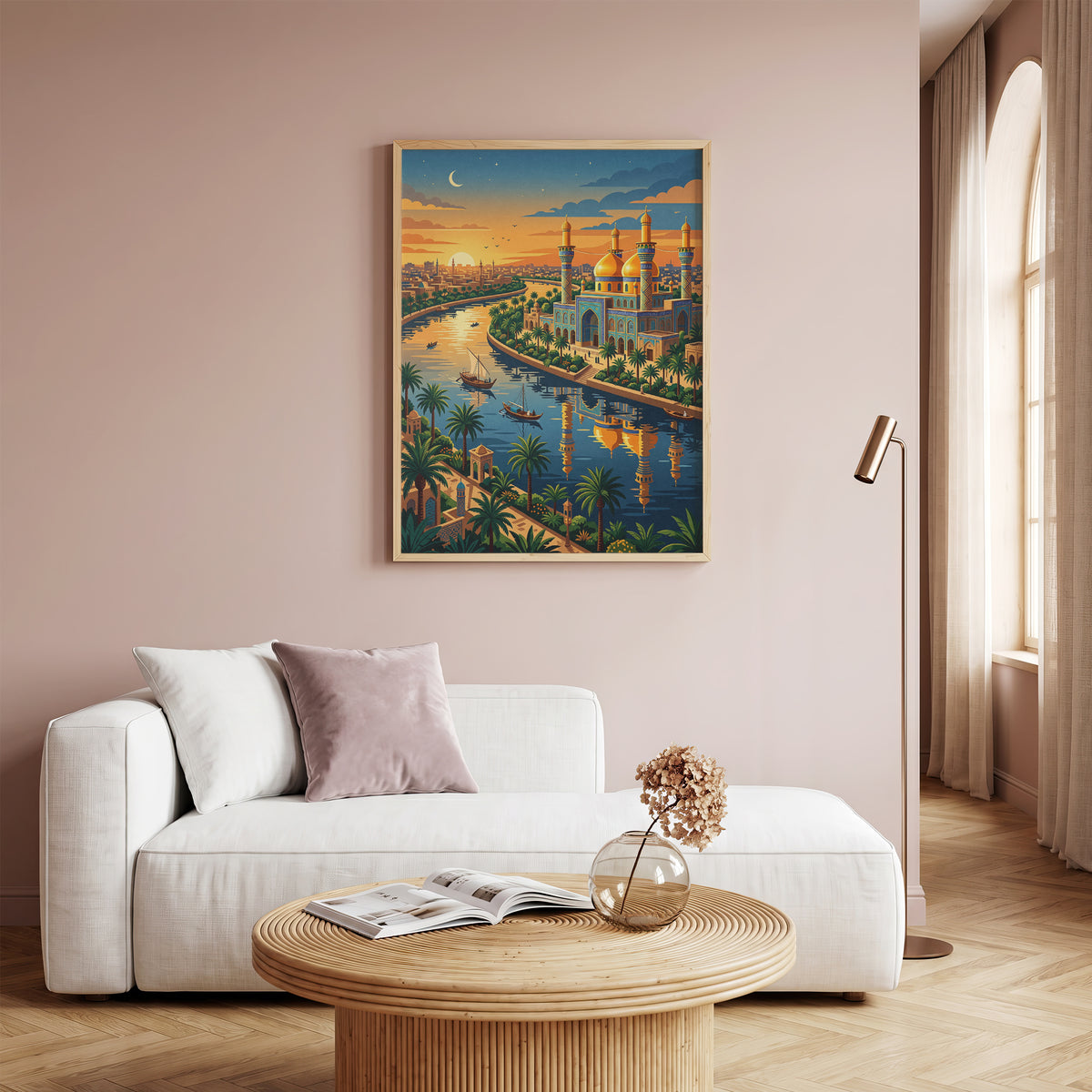 Baghdad Tigris River Sunset Travel Poster - Iraq Art Print