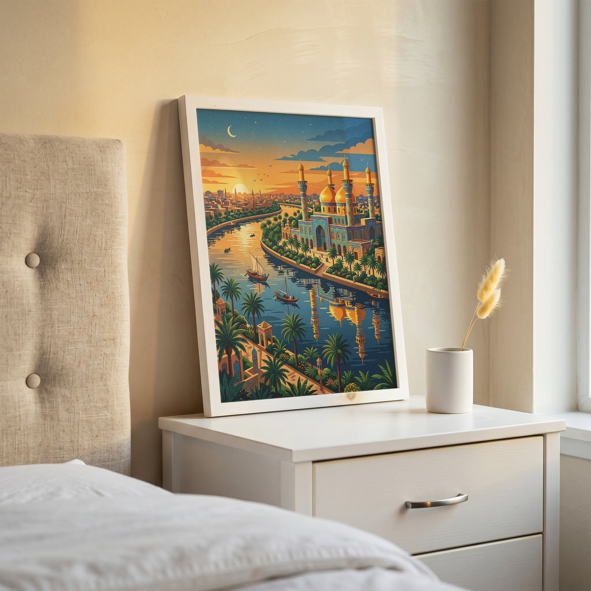 Baghdad Tigris River Sunset Travel Poster - Iraq Art Print