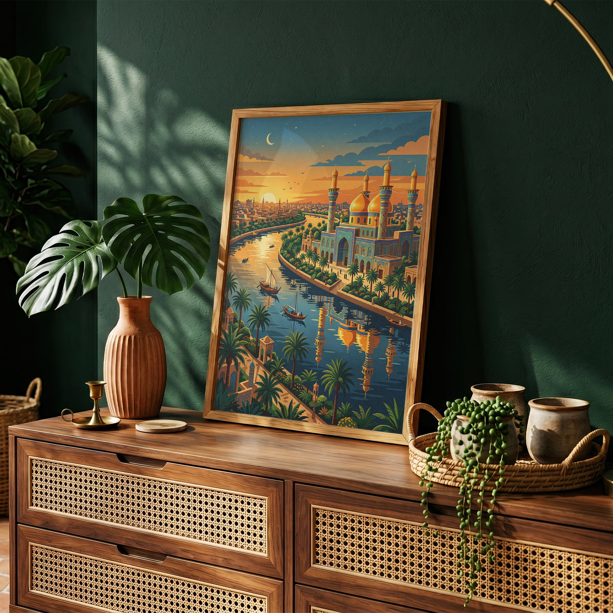 Baghdad Tigris River Sunset Travel Poster - Iraq Art Print