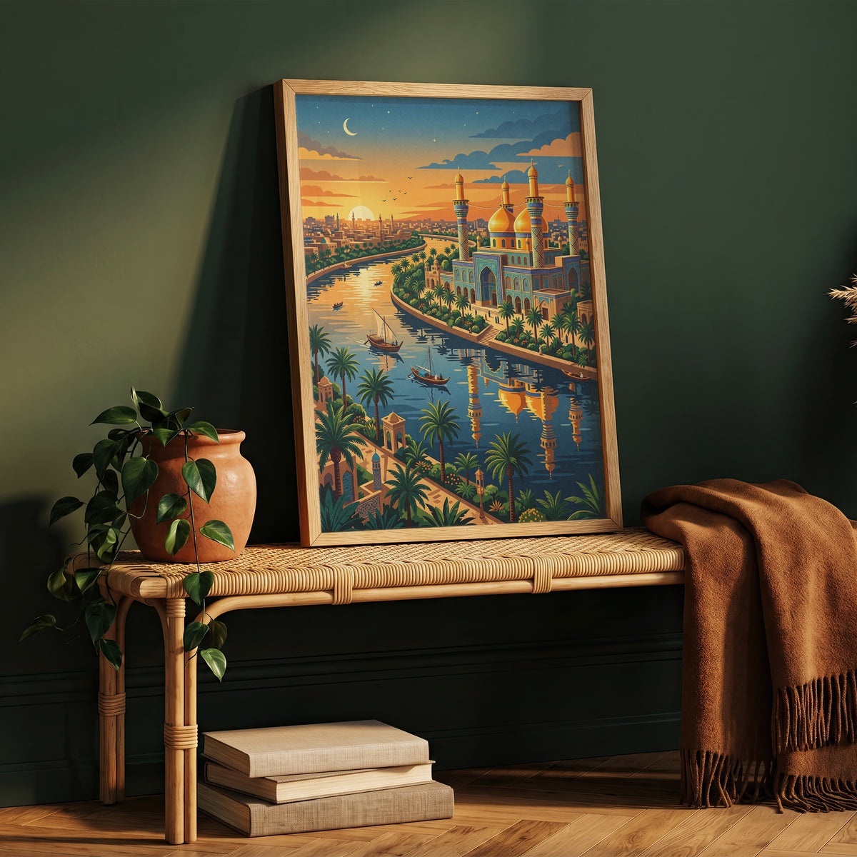 Baghdad Tigris River Sunset Travel Poster - Iraq Art Print