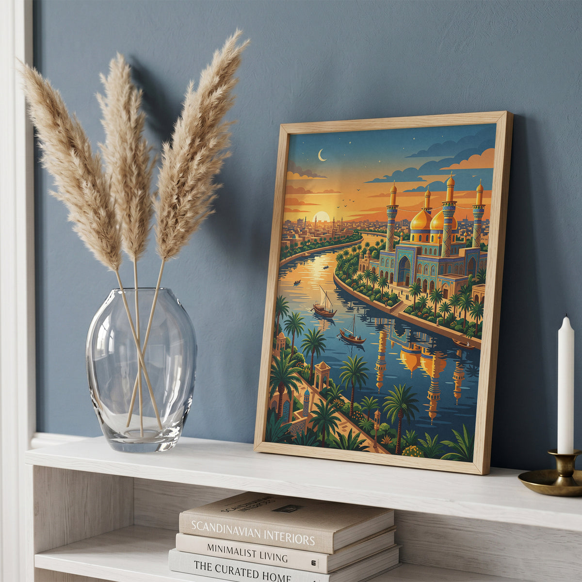 Baghdad Tigris River Sunset Travel Poster - Iraq Art Print