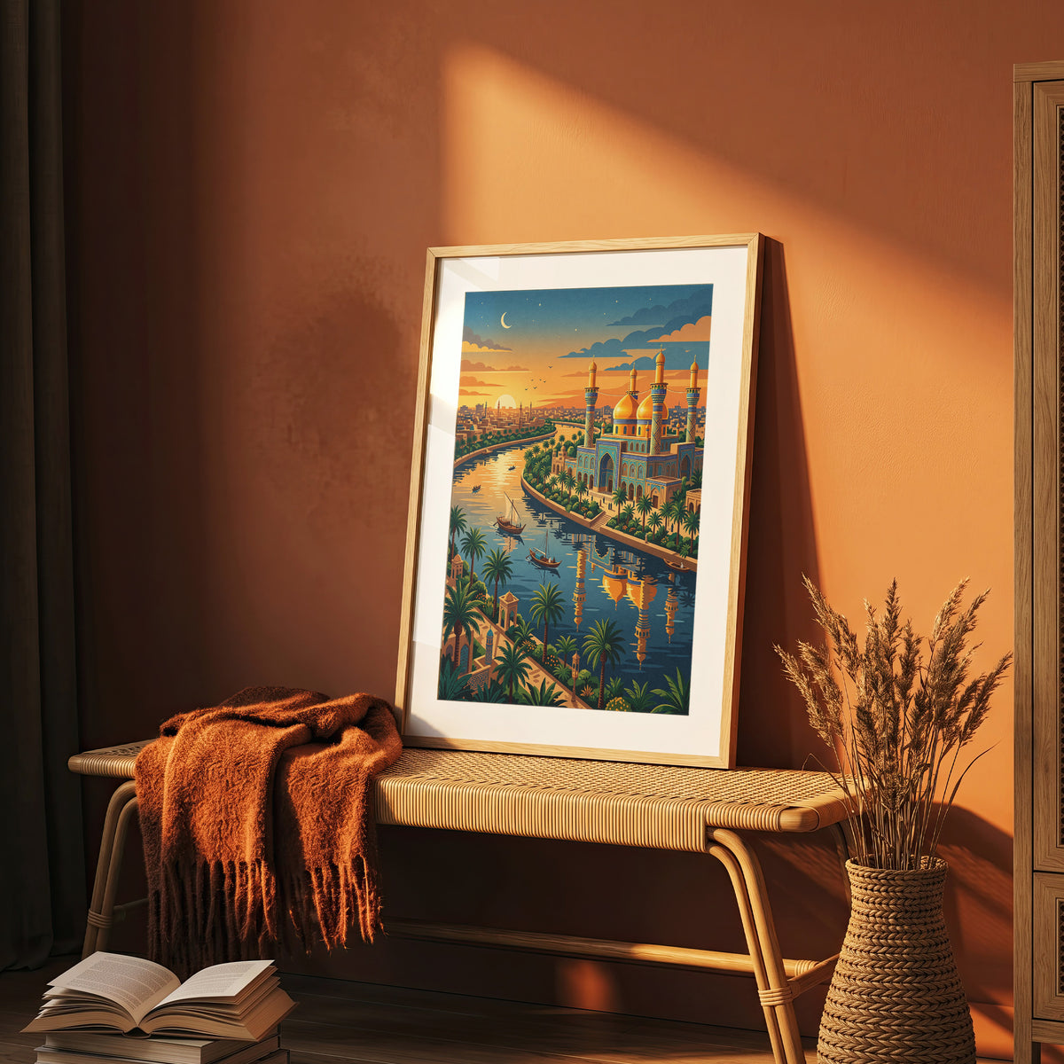 Baghdad Tigris River Sunset Travel Poster - Iraq Art Print