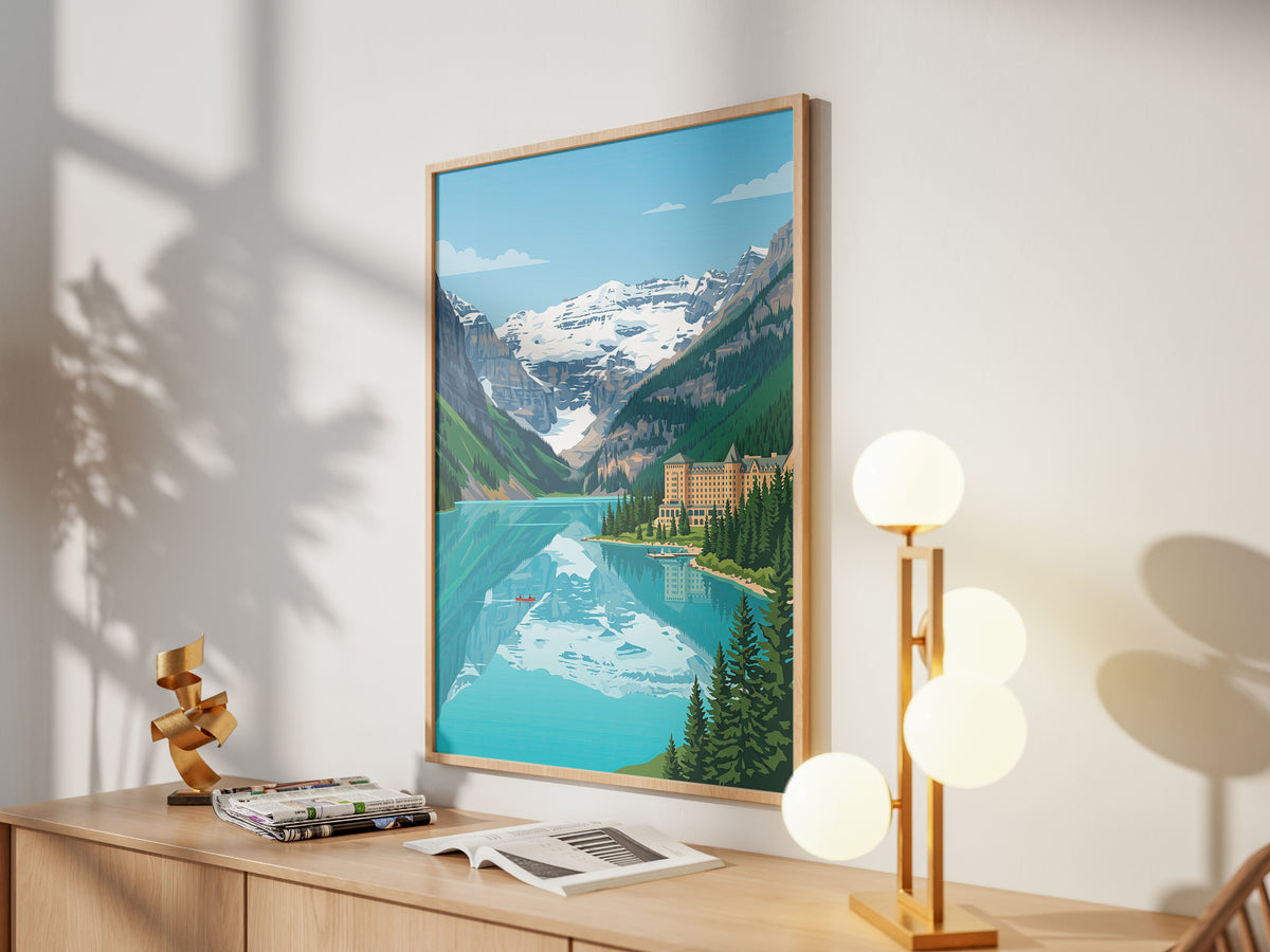 Banff Lake Louise Travel Poster - Fairmont Chateau Art Print