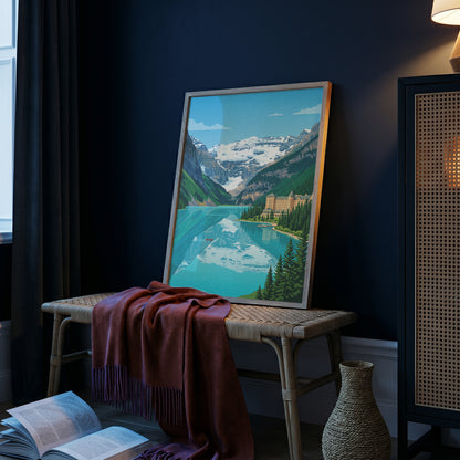 Banff Lake Louise Travel Poster - Fairmont Chateau Art Print