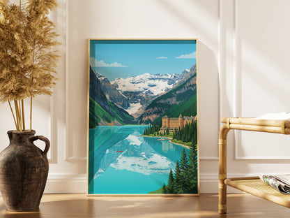 Banff Lake Louise Travel Poster - Fairmont Chateau Art Print