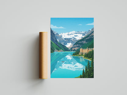 Banff Lake Louise Travel Poster - Fairmont Chateau Art Print