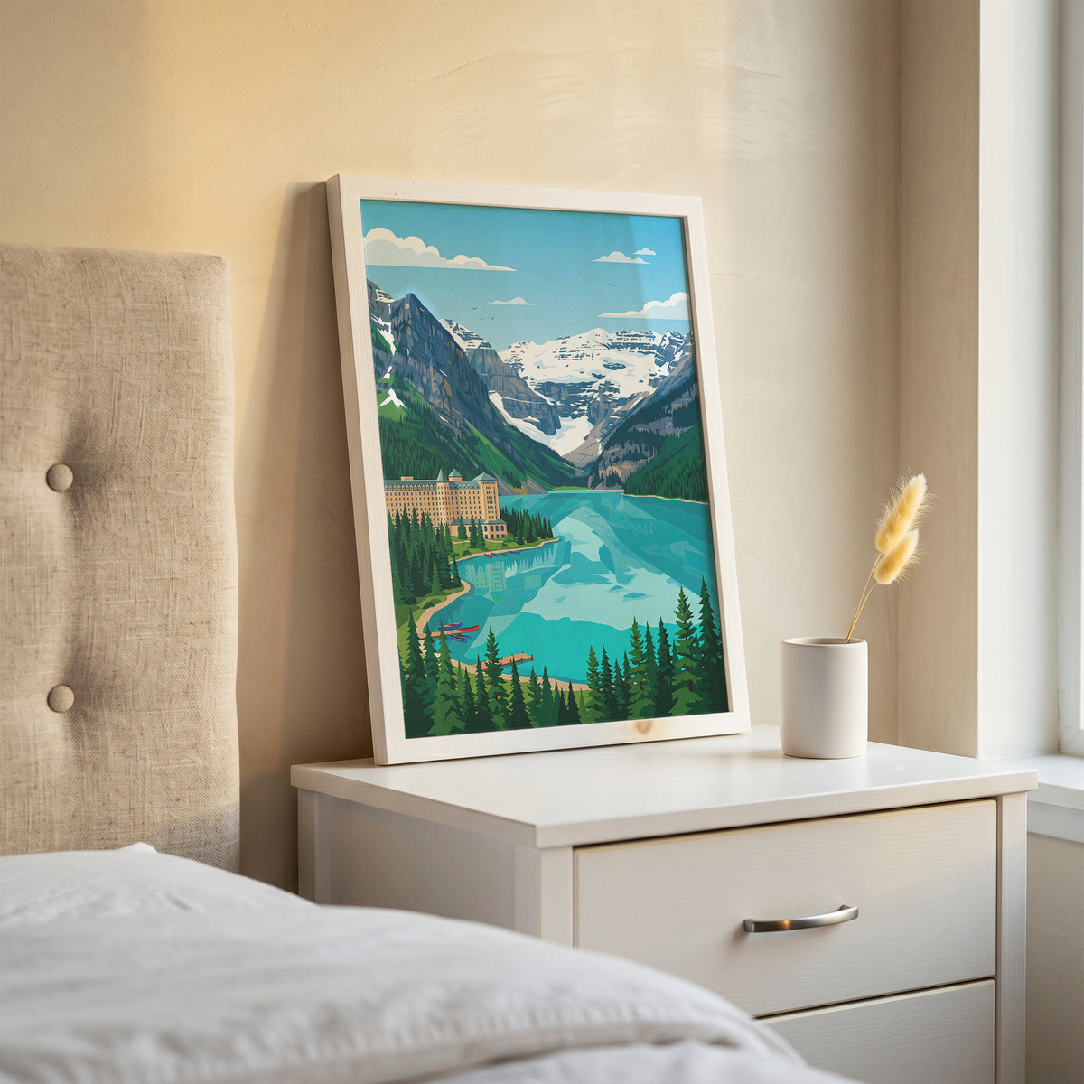 Banff Lake Louise Canoe Dock Poster - Alpine Summer Art Print