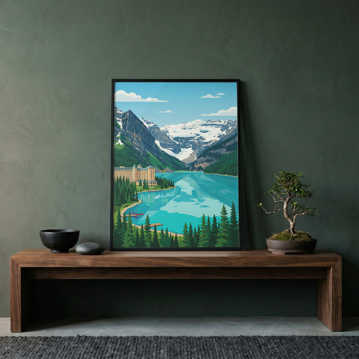 Banff Lake Louise Canoe Dock Poster - Alpine Summer Art Print