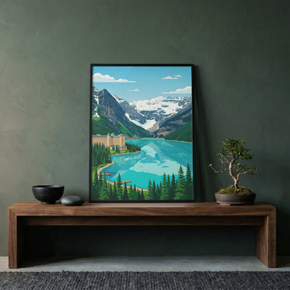 Banff Lake Louise Canoe Dock Poster - Alpine Summer Art Print